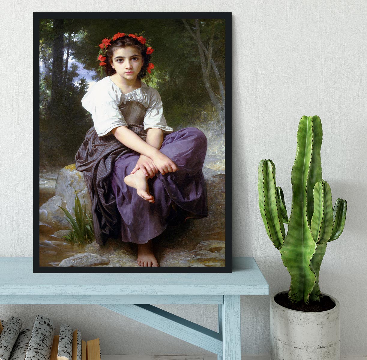 At the Edge of the Brook 2 By Bouguereau Framed Print - Canvas Art Rocks - 2