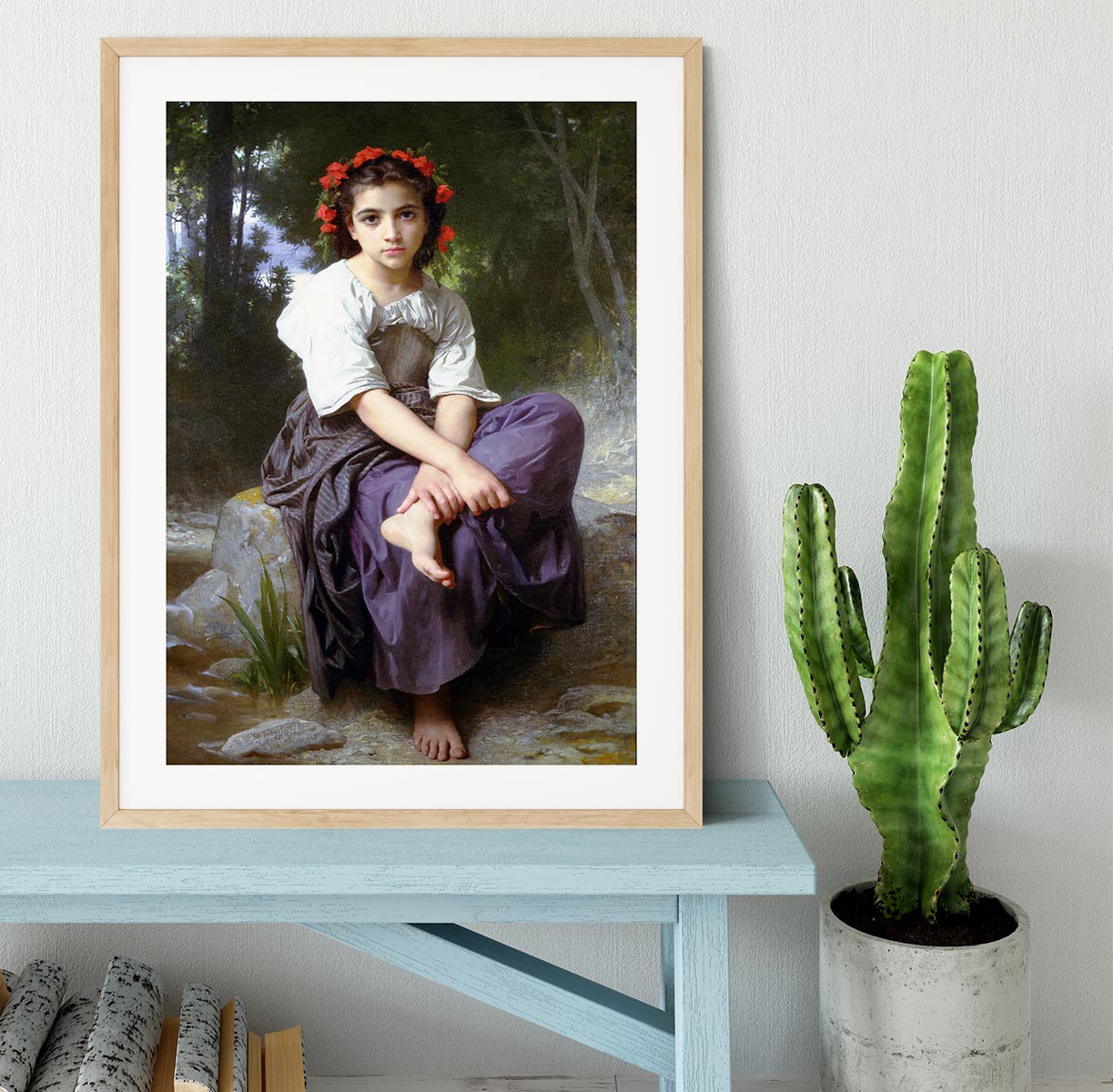 At the Edge of the Brook 2 By Bouguereau Framed Print - Canvas Art Rocks - 3