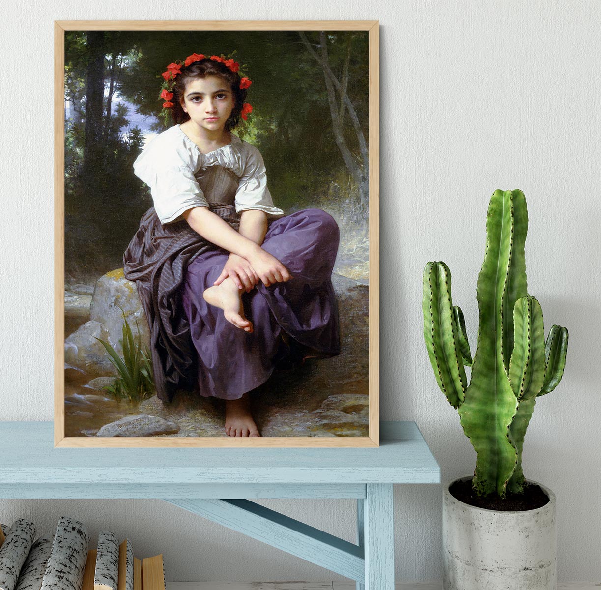 At the Edge of the Brook 2 By Bouguereau Framed Print - Canvas Art Rocks - 4