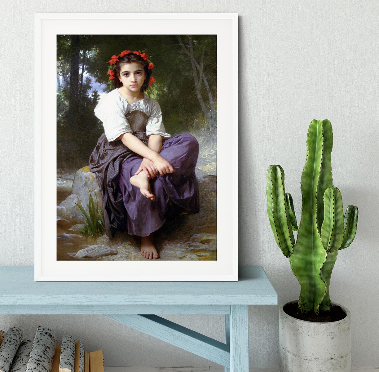 At the Edge of the Brook 2 By Bouguereau Framed Print - Canvas Art Rocks - 5