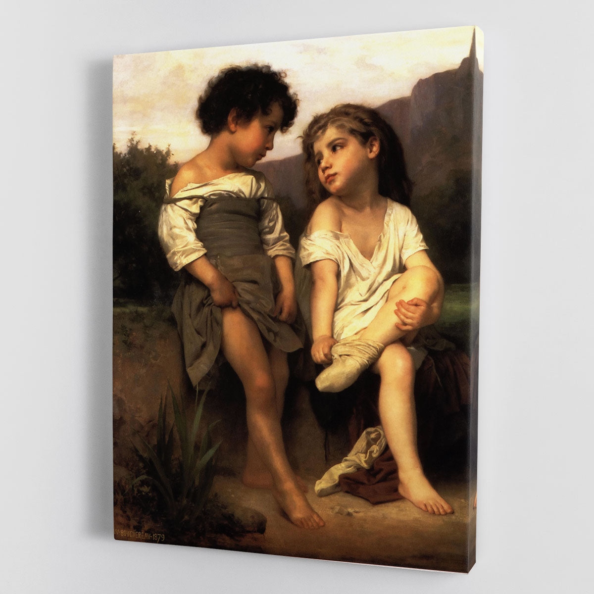 At the Edge of the Brook By Bouguereau Canvas Print or Poster - Canvas Art Rocks - 1