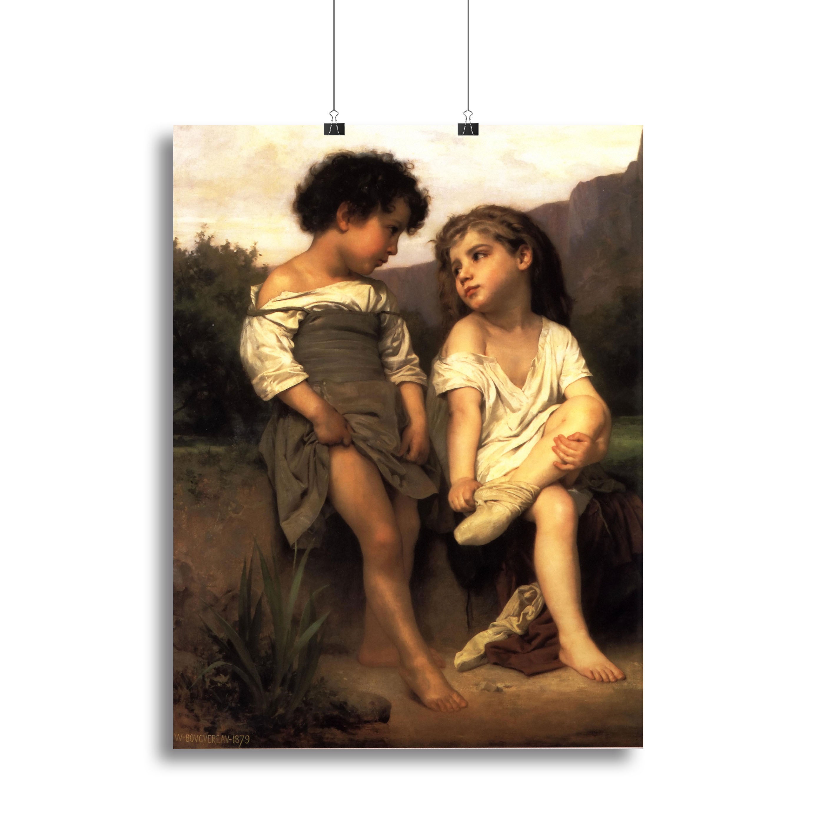 At the Edge of the Brook By Bouguereau Canvas Print or Poster - Canvas Art Rocks - 2