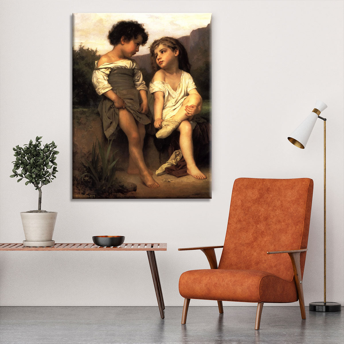 At the Edge of the Brook By Bouguereau Canvas Print or Poster - Canvas Art Rocks - 6