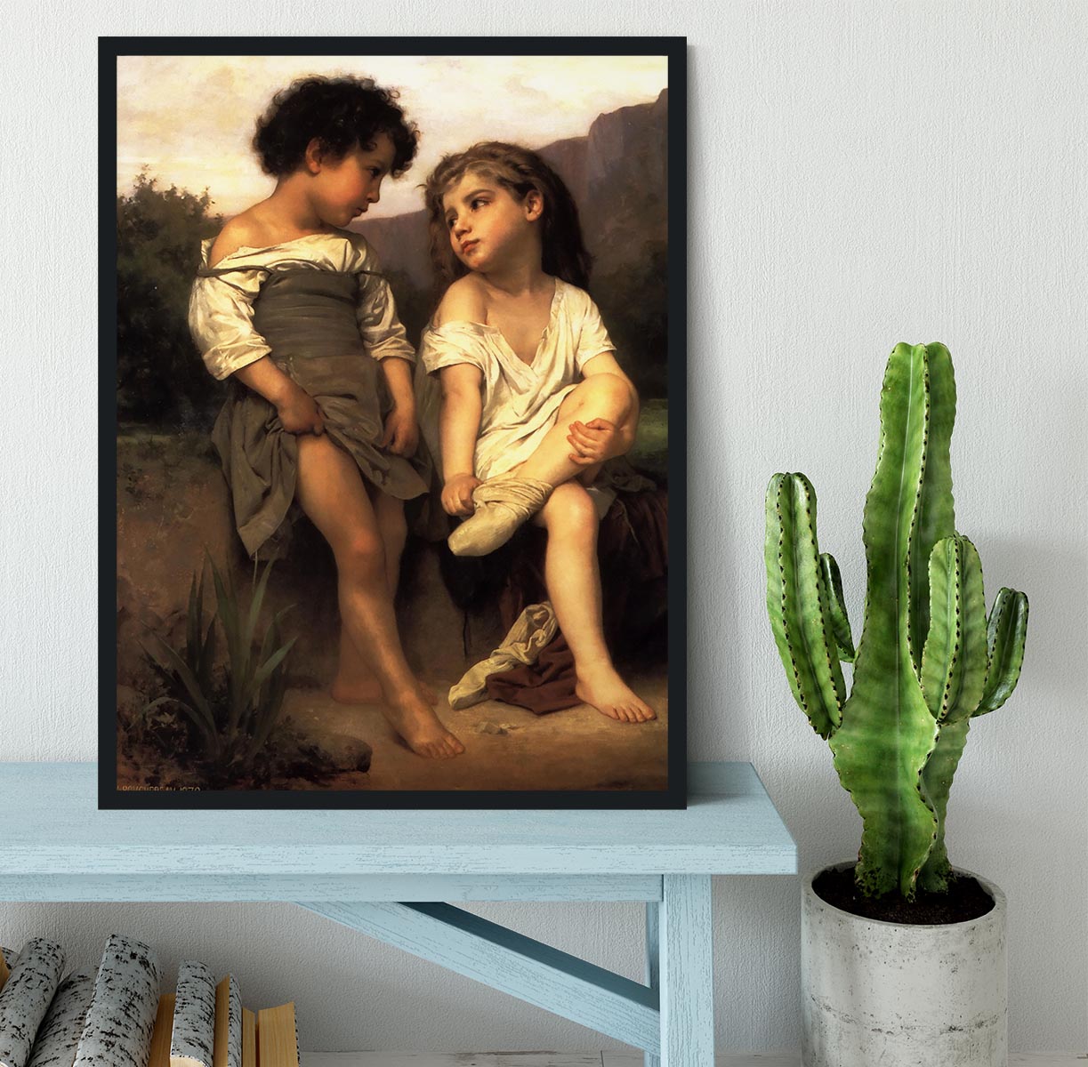 At the Edge of the Brook By Bouguereau Framed Print - Canvas Art Rocks - 2