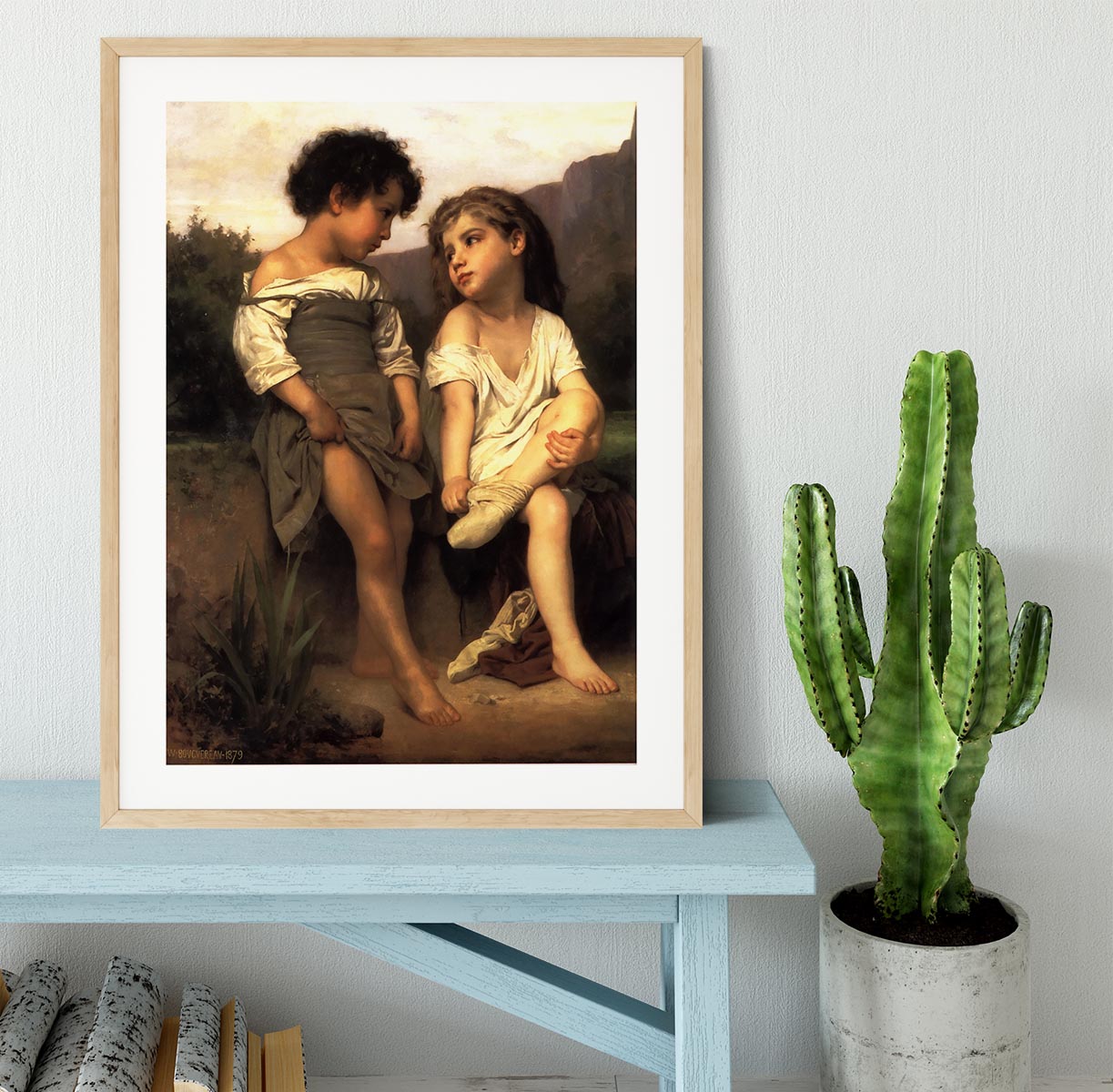 At the Edge of the Brook By Bouguereau Framed Print - Canvas Art Rocks - 3
