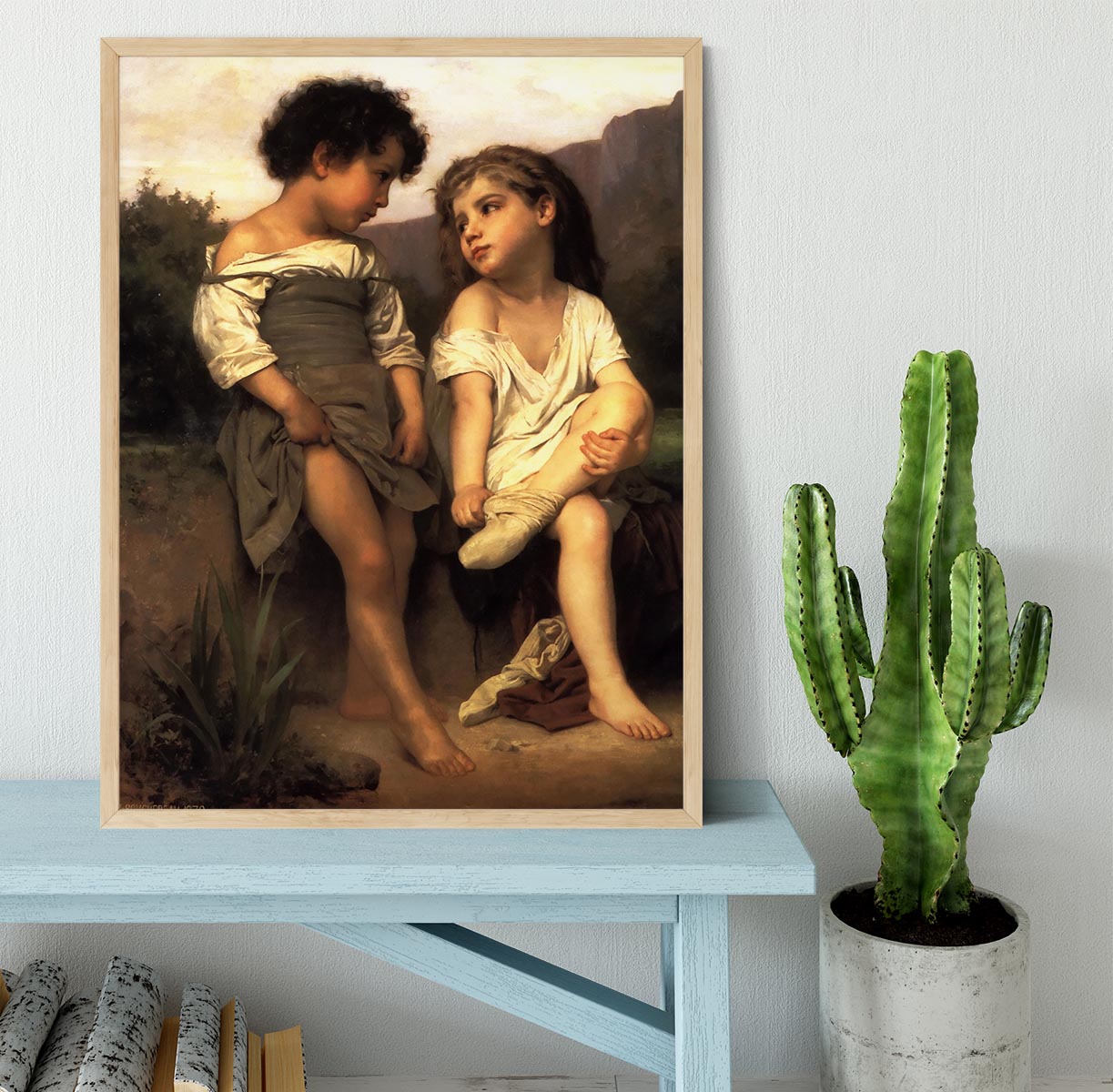At the Edge of the Brook By Bouguereau Framed Print - Canvas Art Rocks - 4
