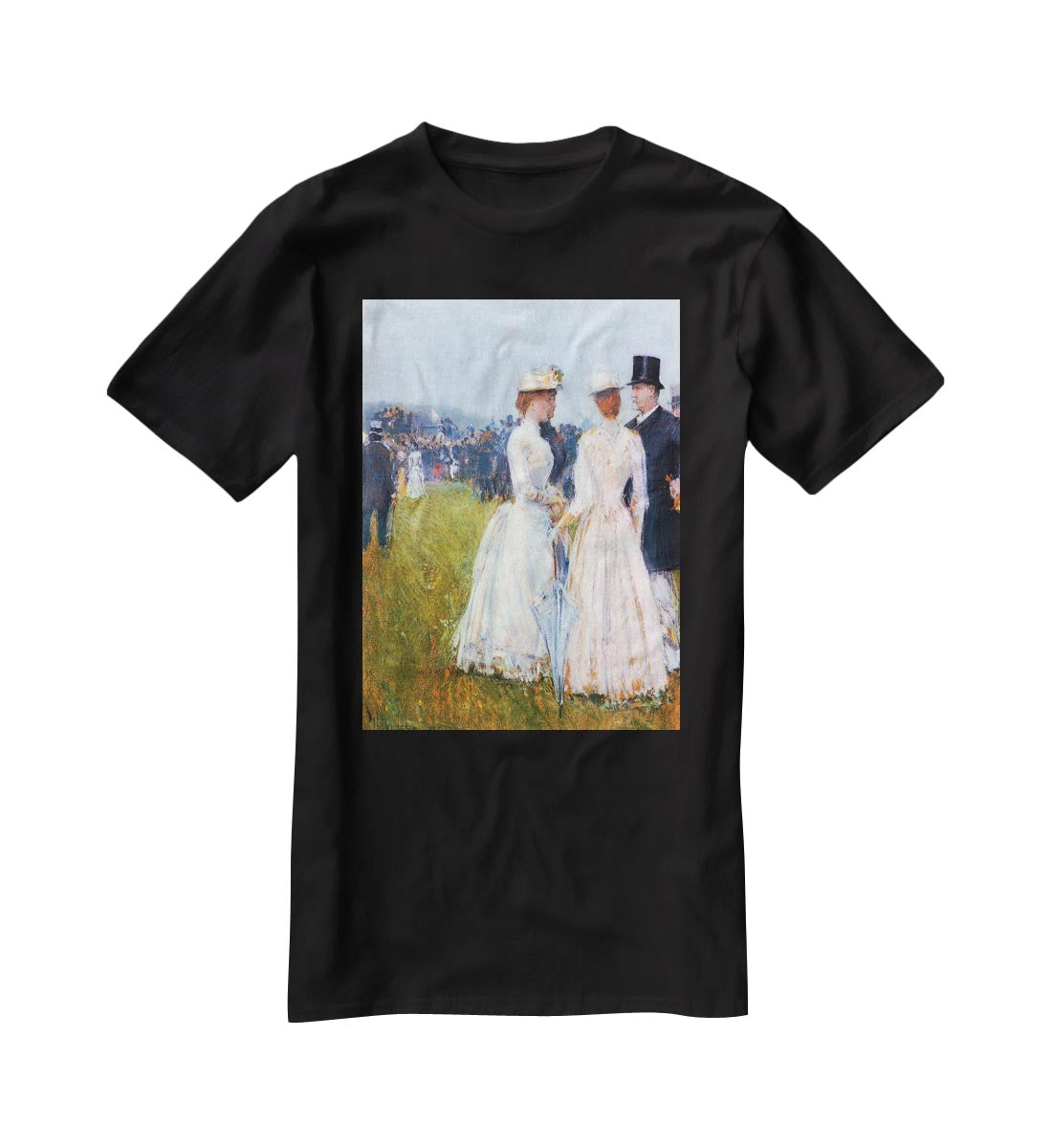 At the Grand Prix in Paris by Hassam T-Shirt - Canvas Art Rocks - 1