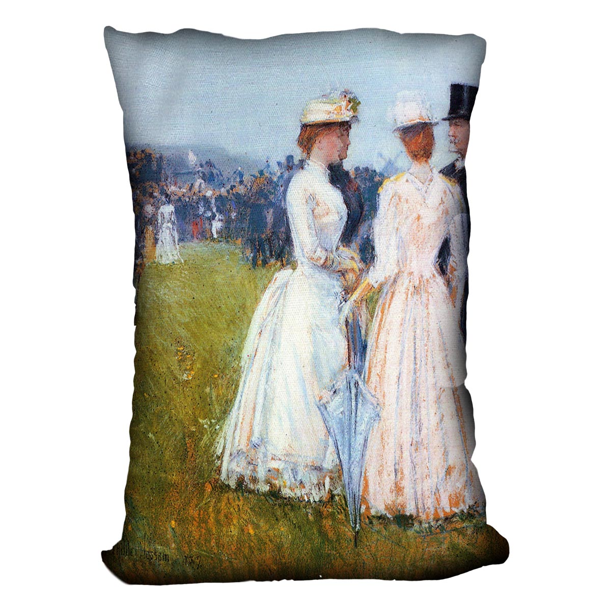 At the Grand Prix in Paris by Hassam Cushion - Canvas Art Rocks - 4