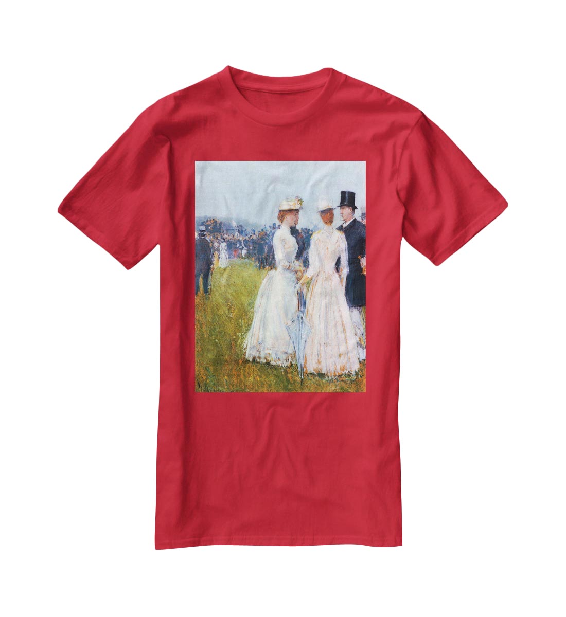 At the Grand Prix in Paris by Hassam T-Shirt - Canvas Art Rocks - 4