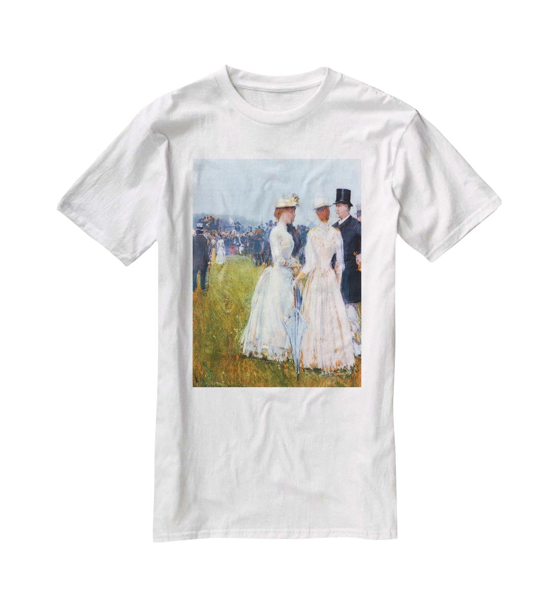 At the Grand Prix in Paris by Hassam T-Shirt - Canvas Art Rocks - 5
