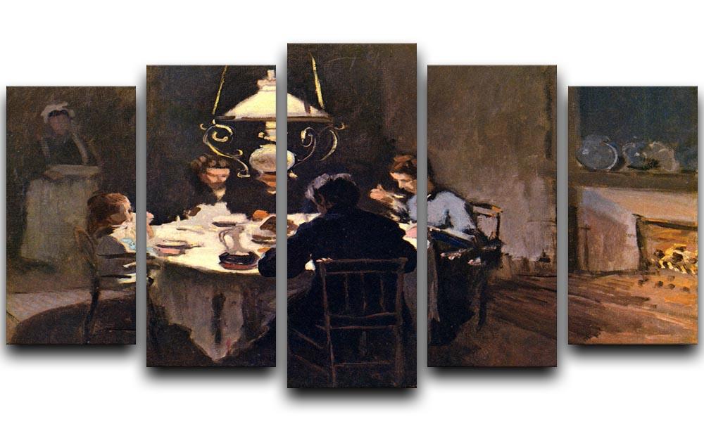 At the Table by Monet 5 Split Panel Canvas  - Canvas Art Rocks - 1