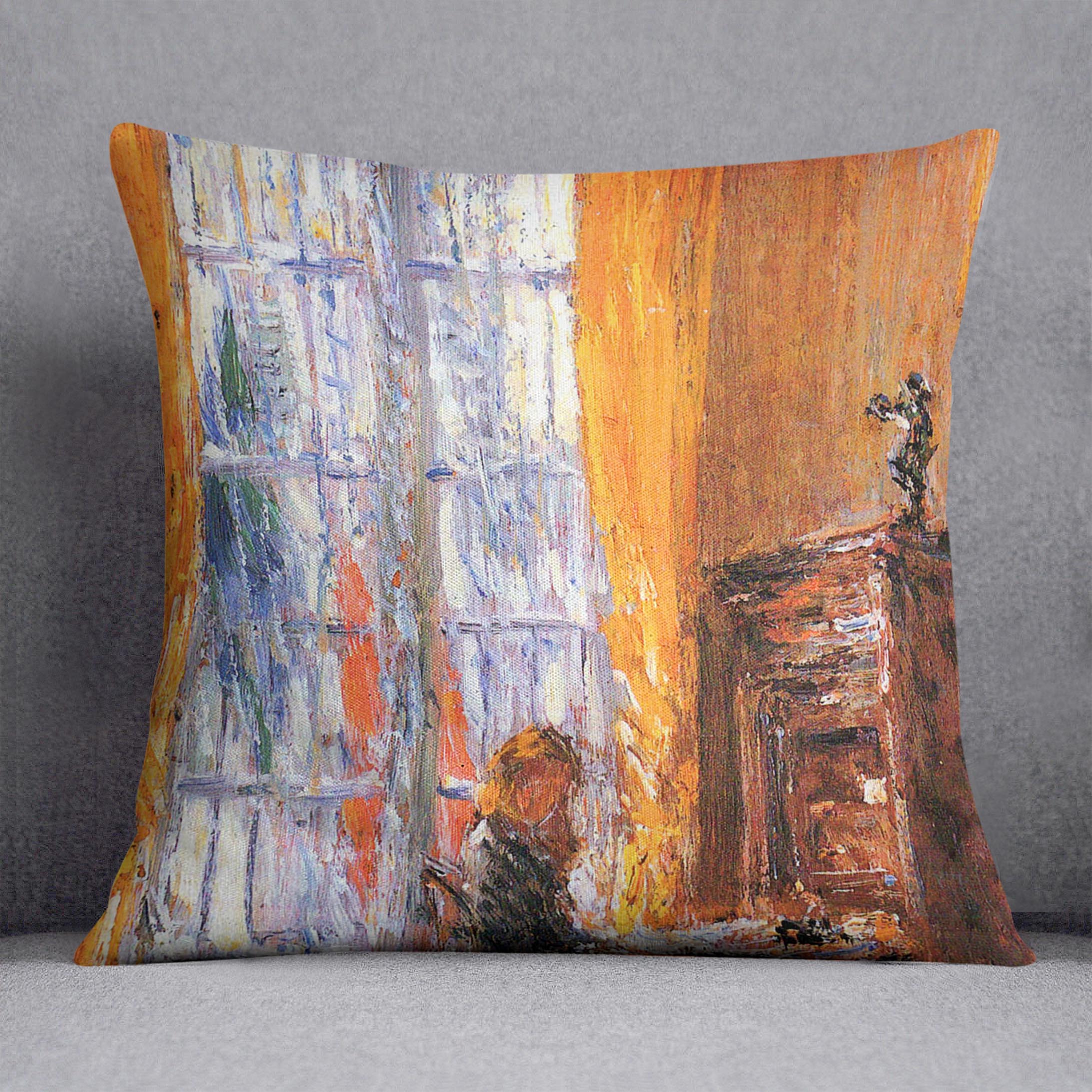 At the desk by Hassam Cushion - Canvas Art Rocks - 1