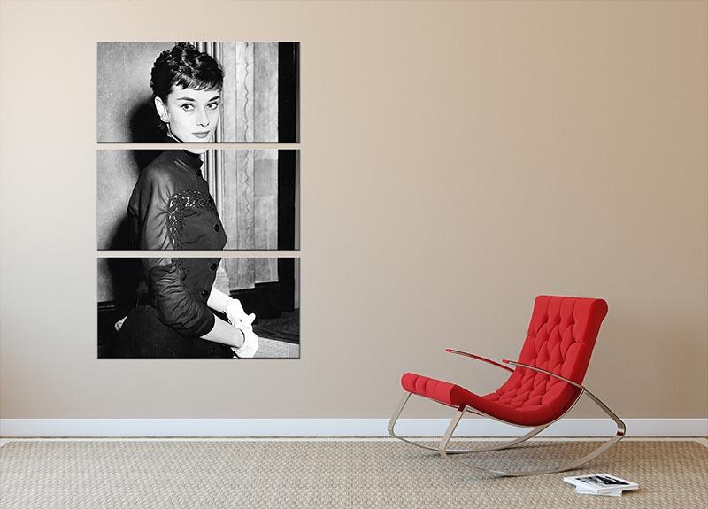 Audrey Hepburn in 1953 3 Split Panel Canvas Print - Canvas Art Rocks - 2