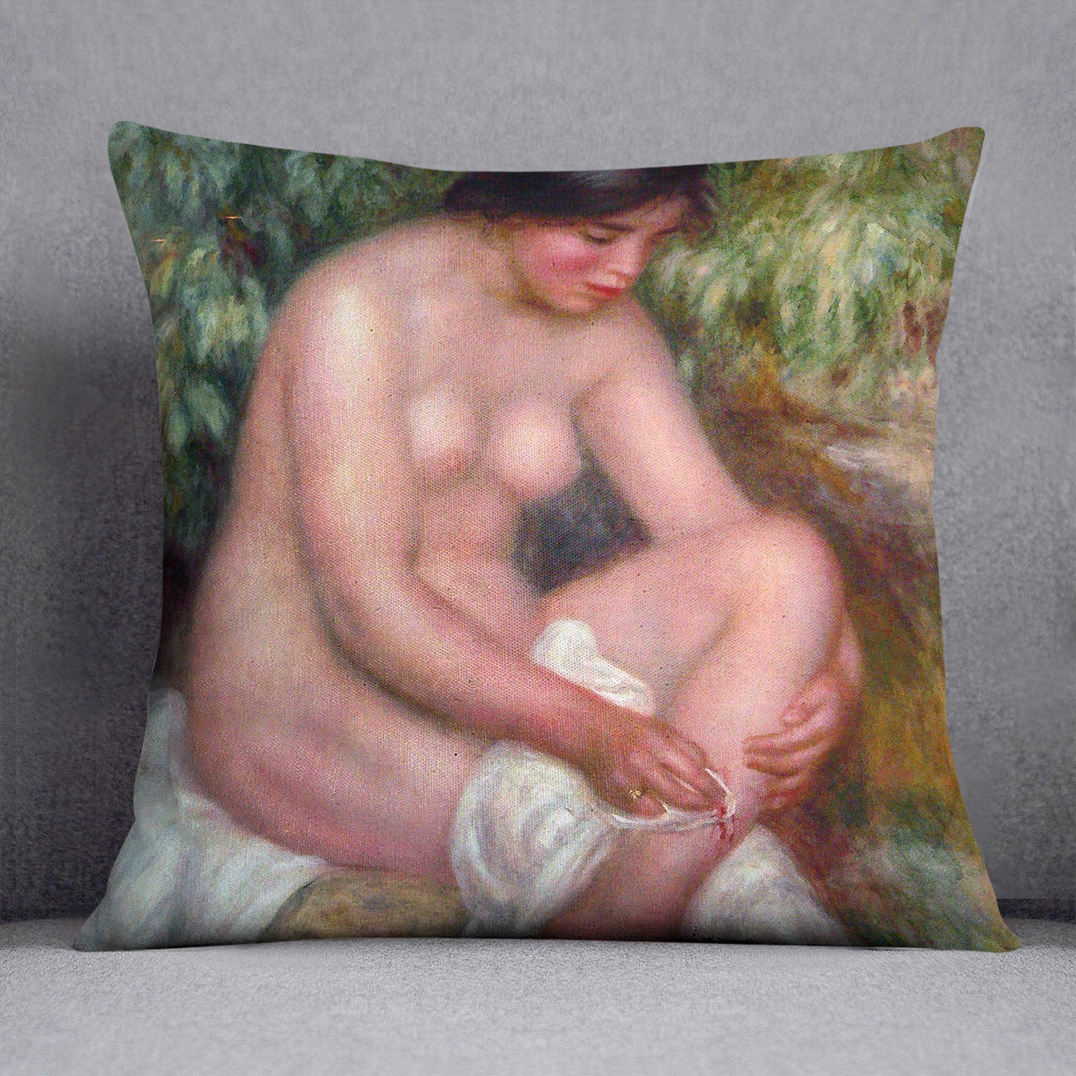 August Renoir Bathing by Renoir Cushion