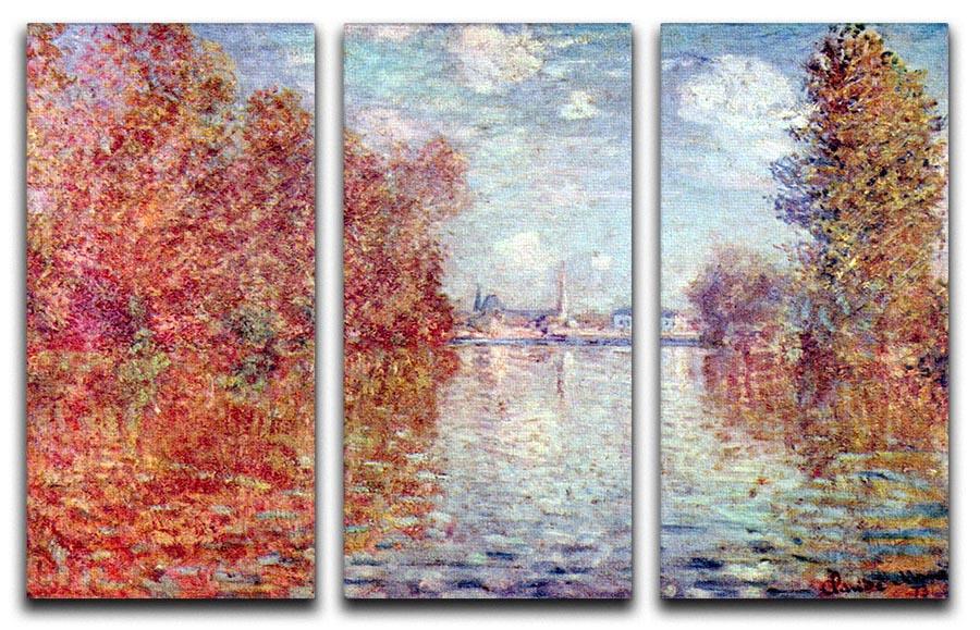 Autumn in Argenteuil by Monet Split Panel Canvas Print - Canvas Art Rocks - 4