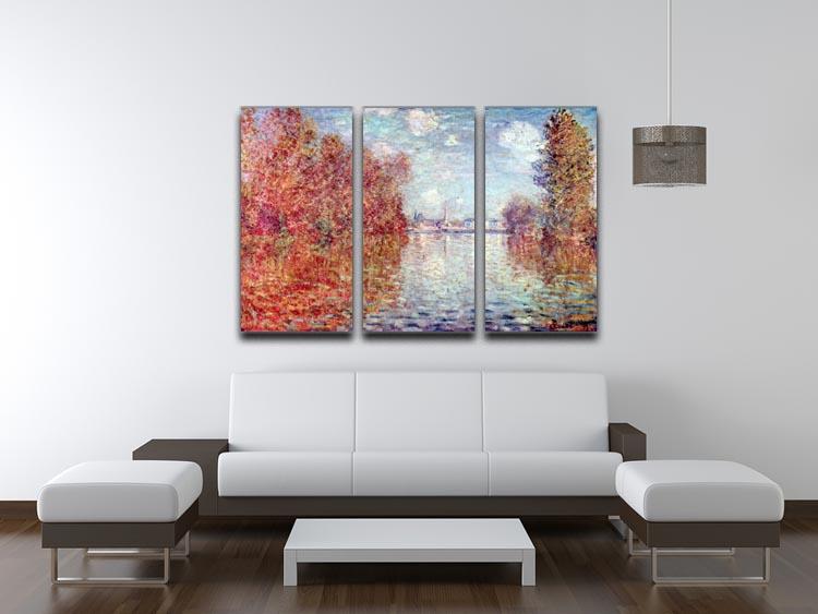 Autumn in Argenteuil by Monet Split Panel Canvas Print - Canvas Art Rocks - 4