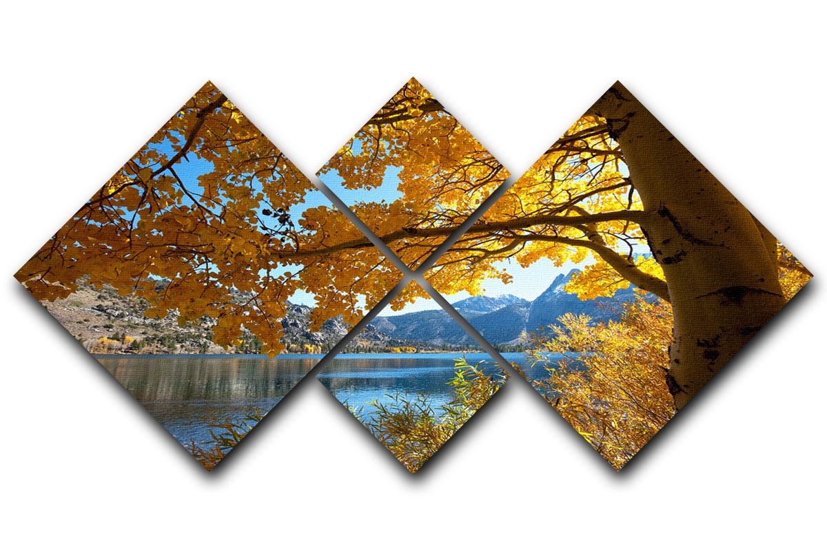 Autumn mountain lake 4 Square Multi Panel Canvas  - Canvas Art Rocks - 1