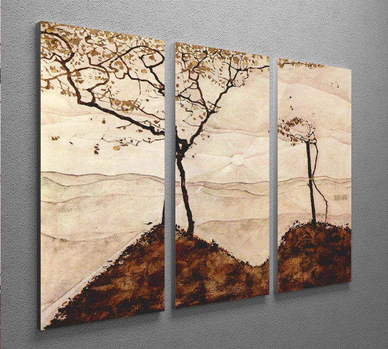 Autumn sun and trees by Egon Schiele 3 Split Panel Canvas Print - Canvas Art Rocks - 2