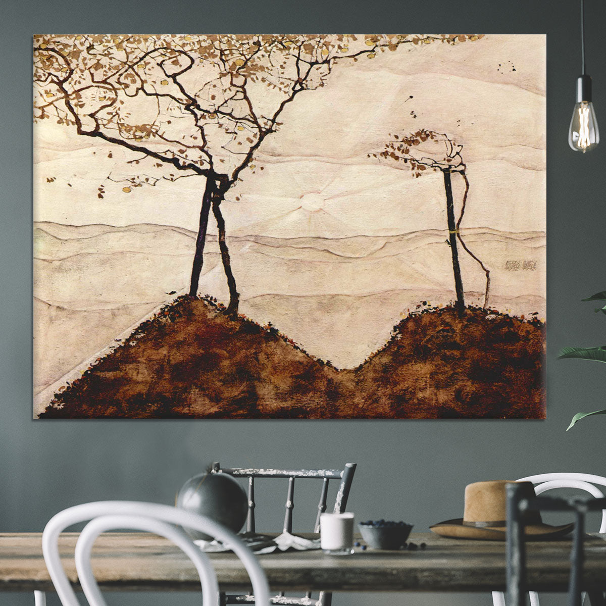 Autumn sun and trees by Egon Schiele Canvas Print or Poster - Canvas Art Rocks - 3