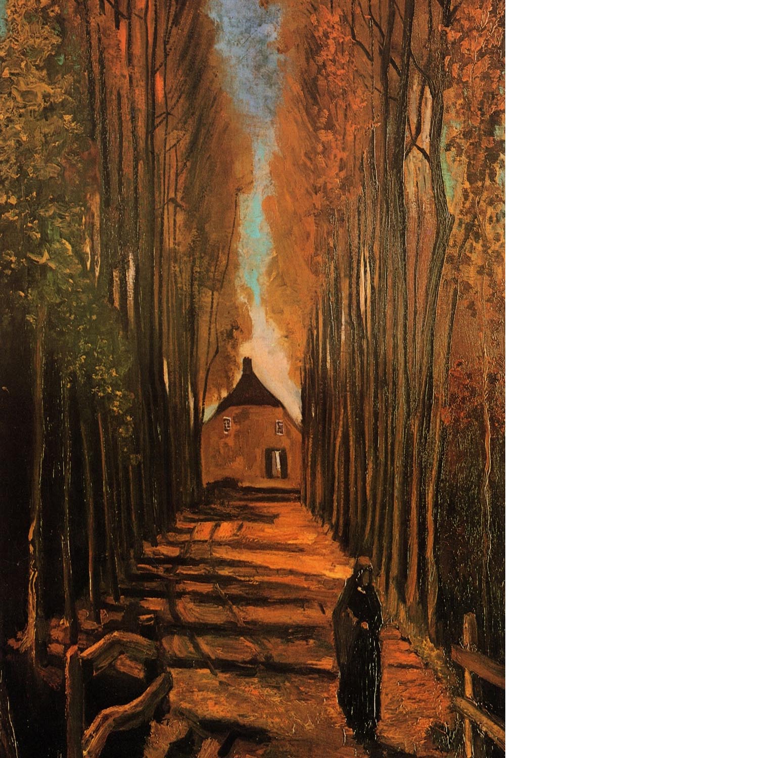 Avenue of Poplars in Autumn by Van Gogh Floating Framed Canvas