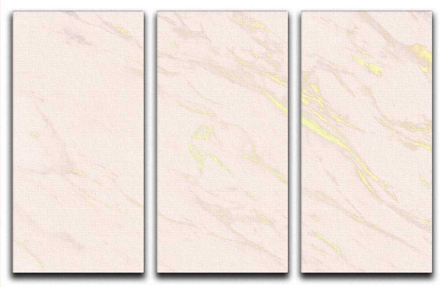 Baby Pink Marble with Gold Veins 3 Split Panel Canvas Print - Canvas Art Rocks - 1