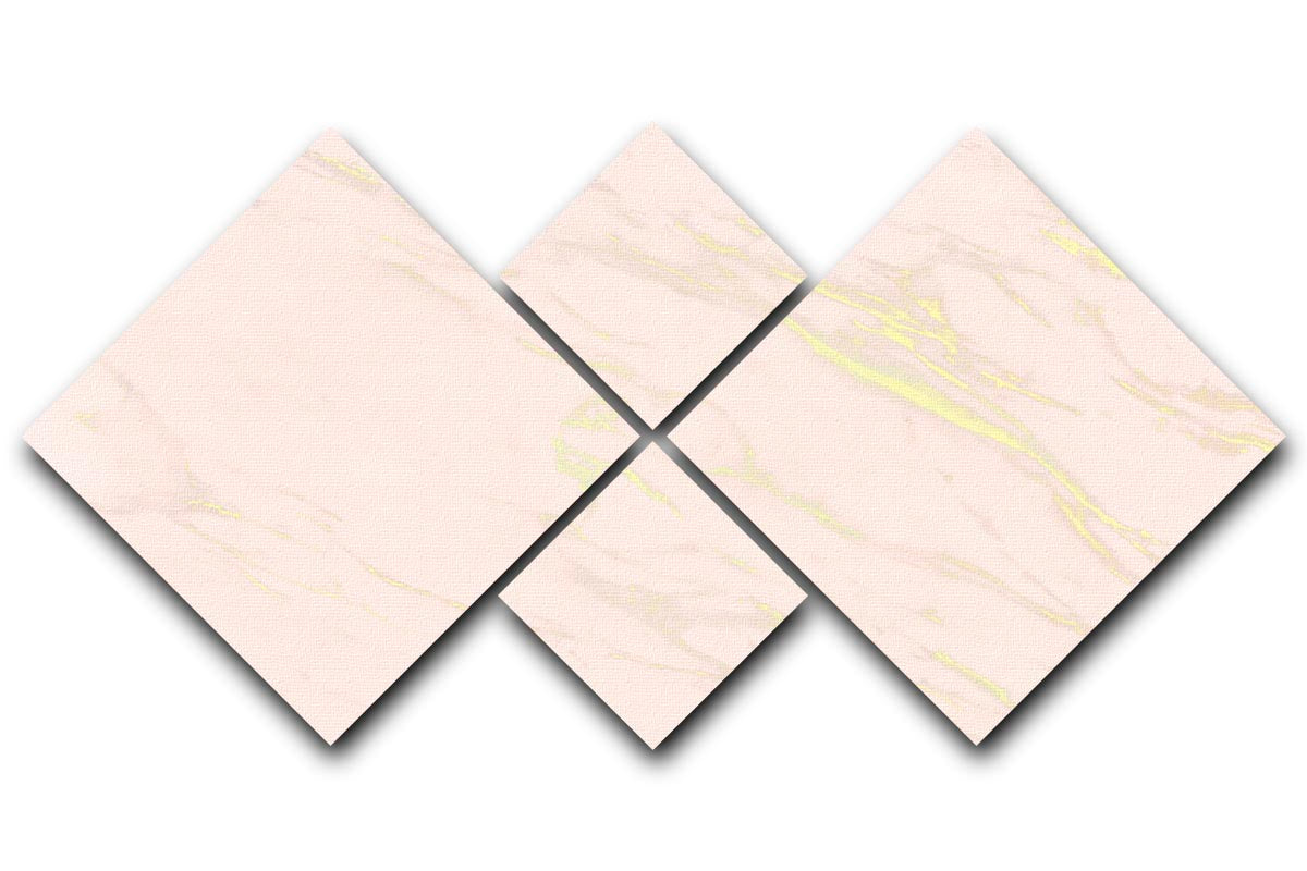 Baby Pink Marble with Gold Veins 4 Square Multi Panel Canvas - Canvas Art Rocks - 1