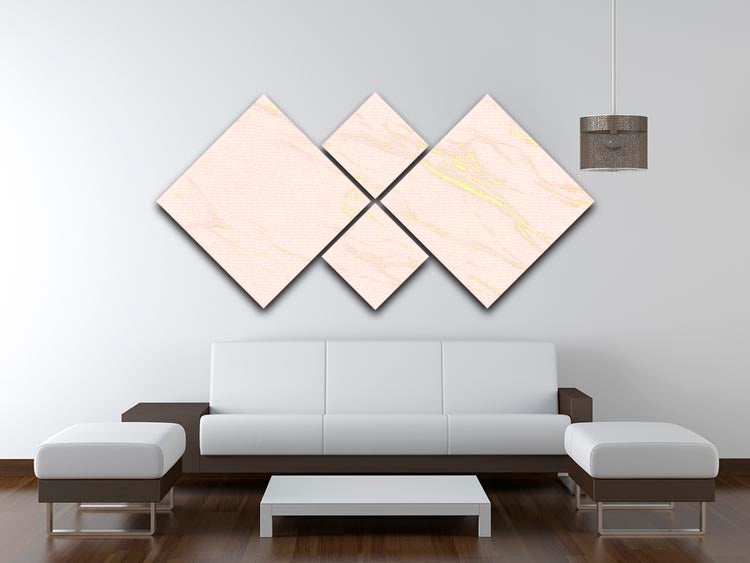 Baby Pink Marble with Gold Veins 4 Square Multi Panel Canvas - Canvas Art Rocks - 3
