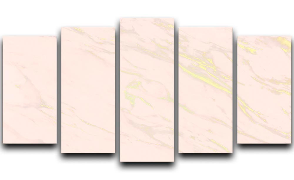 Baby Pink Marble with Gold Veins 5 Split Panel Canvas - Canvas Art Rocks - 1