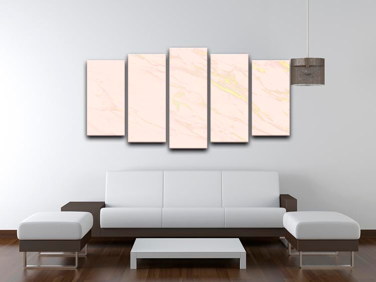 Baby Pink Marble with Gold Veins 5 Split Panel Canvas - Canvas Art Rocks - 3