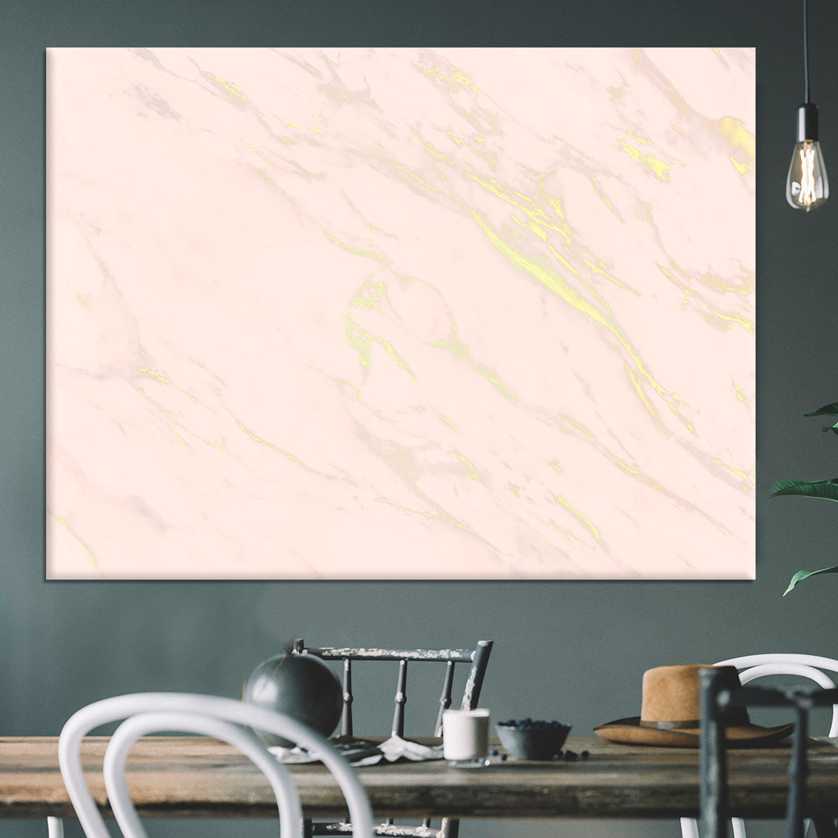 Baby Pink Marble with Gold Veins Canvas Print or Poster - Canvas Art Rocks - 3