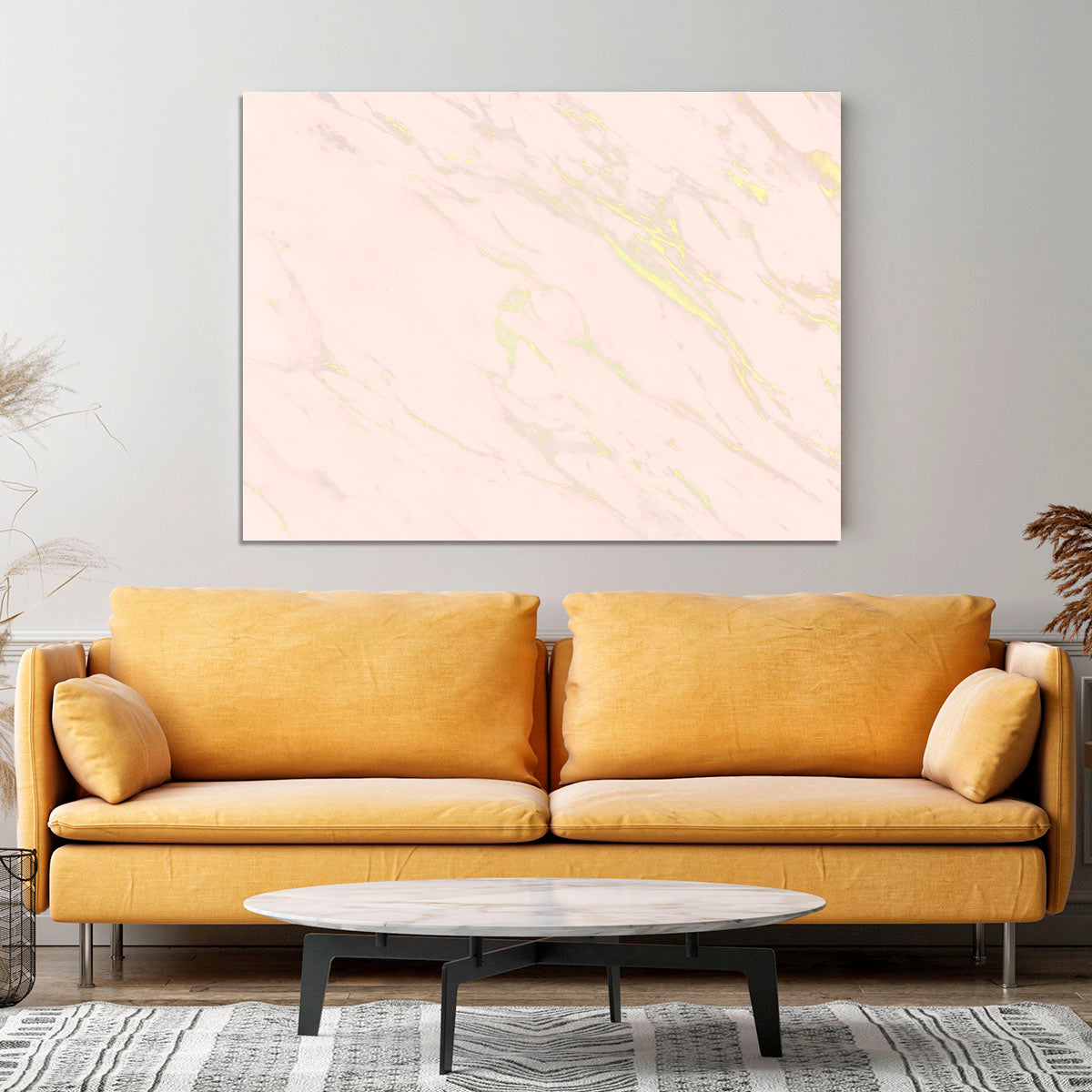 Baby Pink Marble with Gold Veins Canvas Print or Poster - Canvas Art Rocks - 4