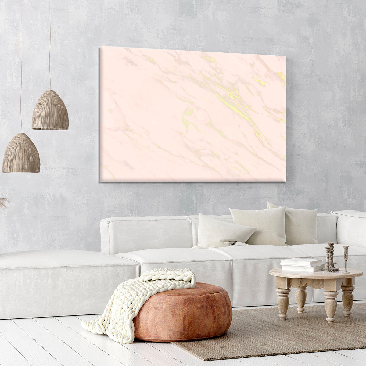Baby Pink Marble with Gold Veins Canvas Print or Poster - Canvas Art Rocks - 6