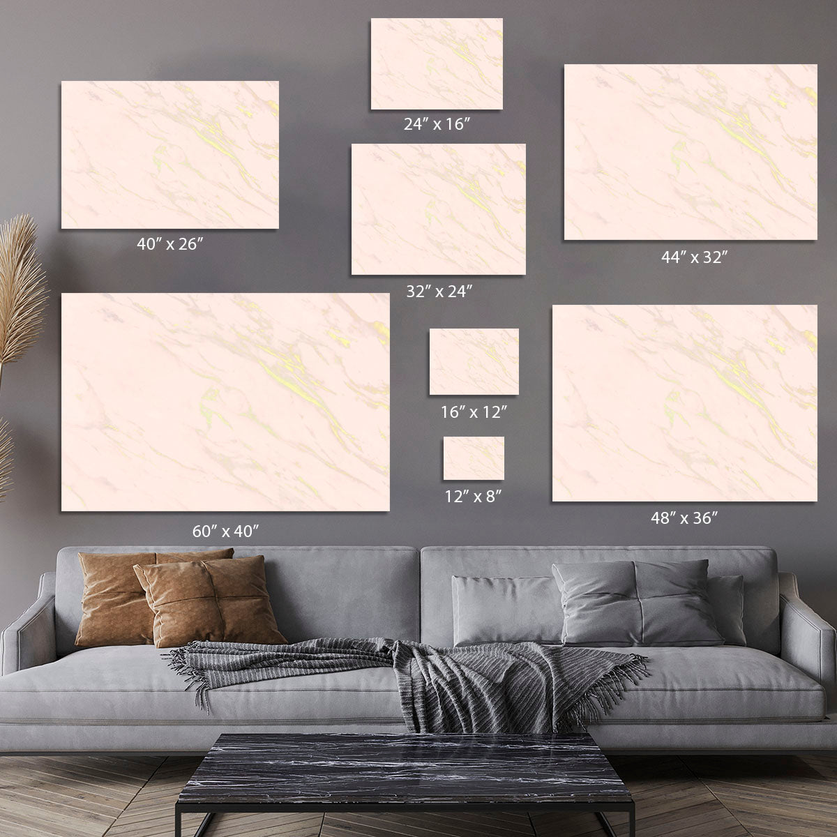 Baby Pink Marble with Gold Veins Canvas Print or Poster - Canvas Art Rocks - 7