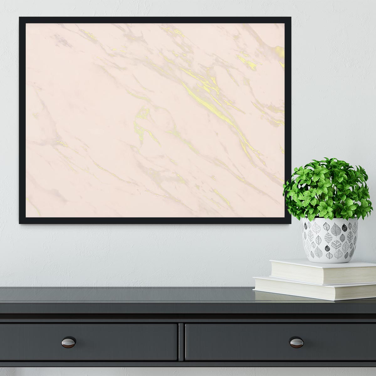 Baby Pink Marble with Gold Veins Framed Print - Canvas Art Rocks - 2