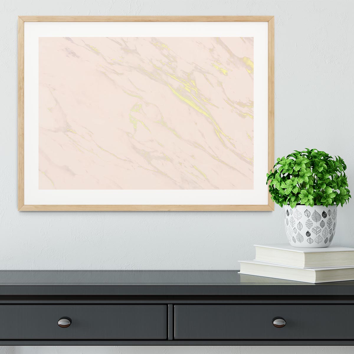 Baby Pink Marble with Gold Veins Framed Print - Canvas Art Rocks - 3