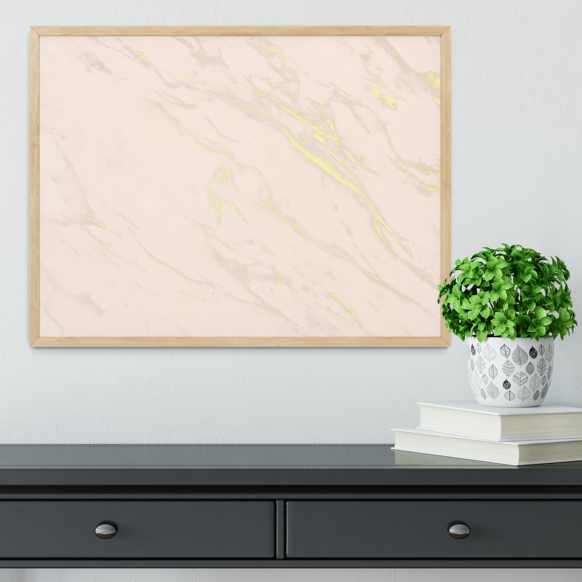 Baby Pink Marble with Gold Veins Framed Print - Canvas Art Rocks - 4