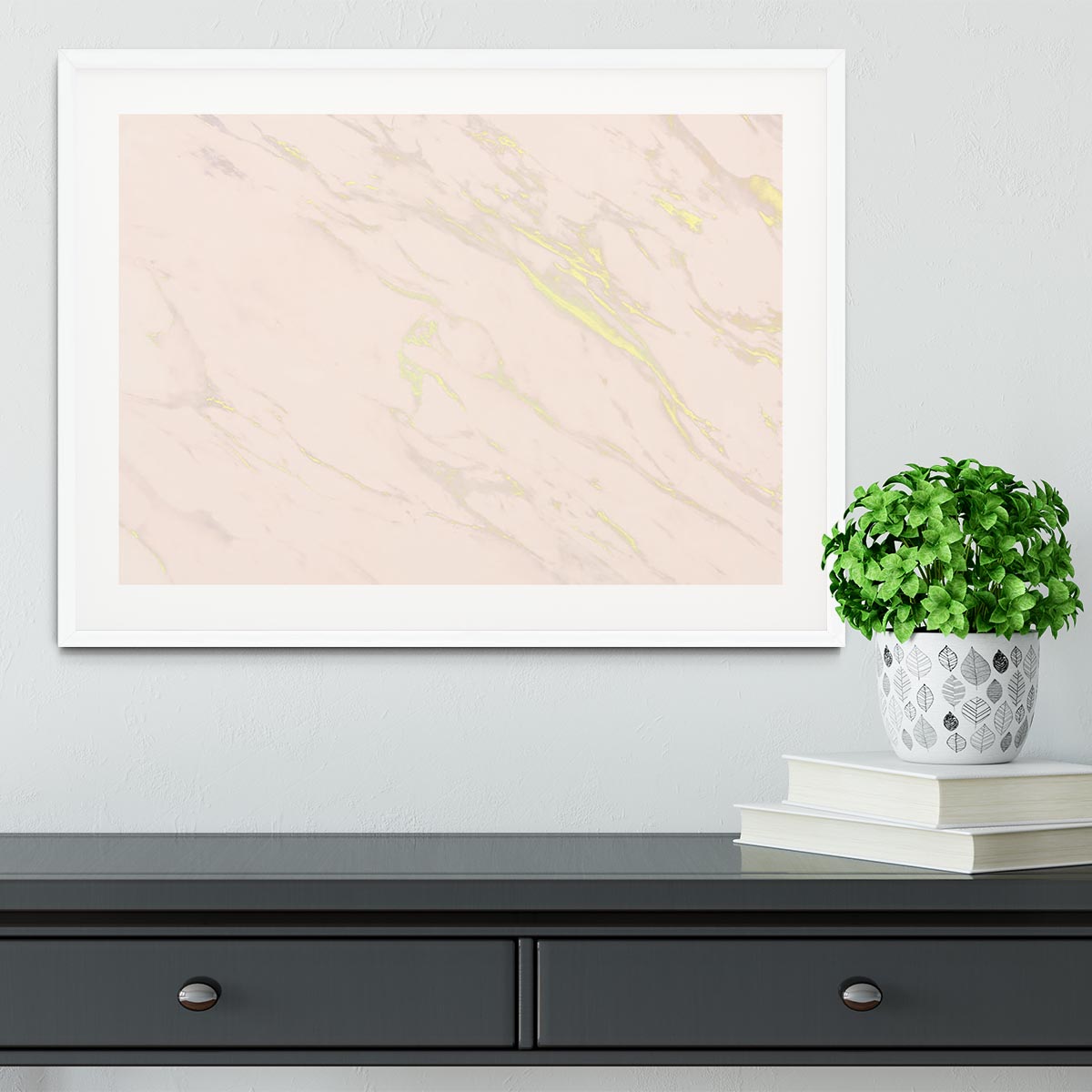 Baby Pink Marble with Gold Veins Framed Print - Canvas Art Rocks - 5