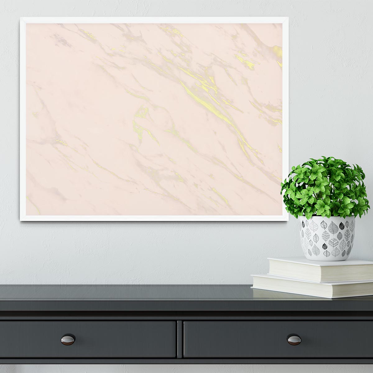 Baby Pink Marble with Gold Veins Framed Print - Canvas Art Rocks -6