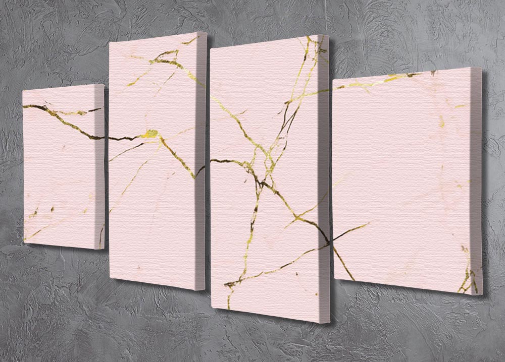 Baby Pink and Gold Marble 4 Split Panel Canvas - Canvas Art Rocks - 2