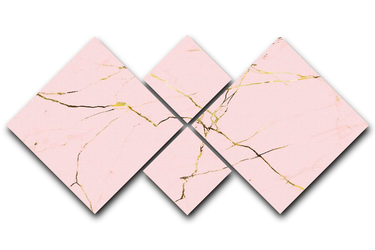 Baby Pink and Gold Marble 4 Square Multi Panel Canvas - Canvas Art Rocks - 1