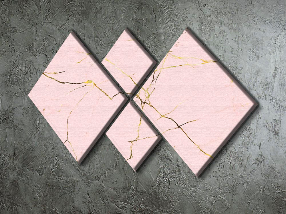 Baby Pink and Gold Marble 4 Square Multi Panel Canvas - Canvas Art Rocks - 2