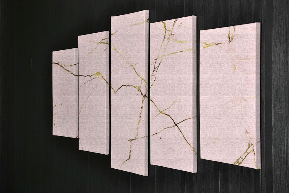 Baby Pink and Gold Marble 5 Split Panel Canvas - Canvas Art Rocks - 2