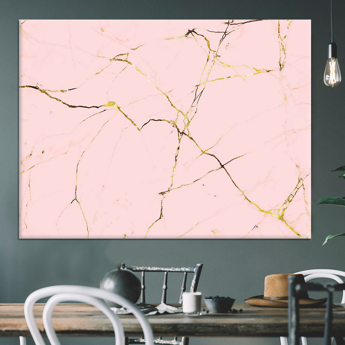 Baby Pink and Gold Marble Canvas Print or Poster - Canvas Art Rocks - 3
