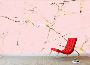 Baby Pink and Gold Marble Wall Mural Wallpaper - Canvas Art Rocks - 2