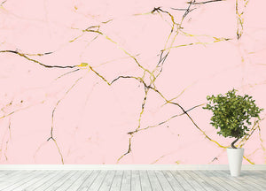 Baby Pink and Gold Marble Wall Mural Wallpaper - Canvas Art Rocks - 4