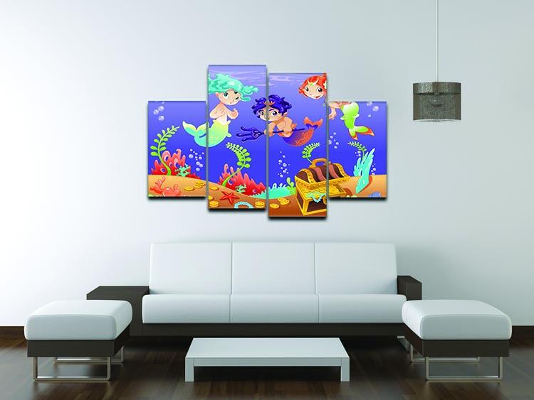 Baby Sirens and Baby Triton 4 Split Panel Canvas - Canvas Art Rocks - 3