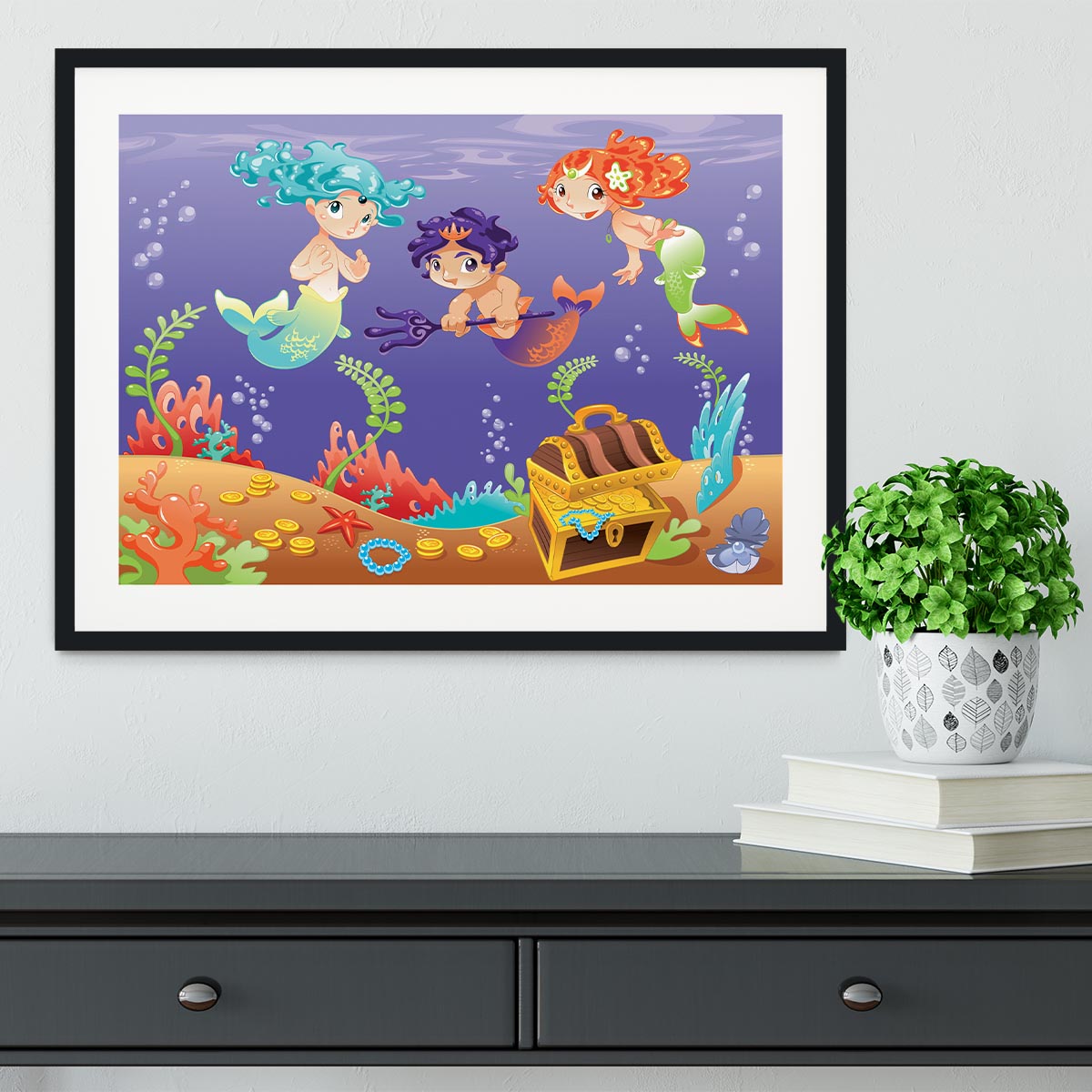Baby Sirens and Baby Triton Framed Print - Canvas Art Rocks - 1
