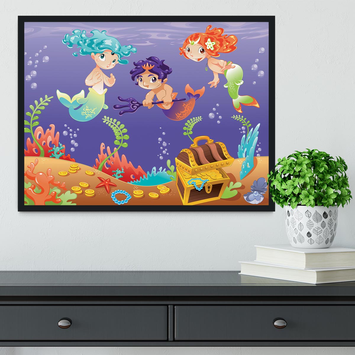 Baby Sirens and Baby Triton Framed Print - Canvas Art Rocks - 2