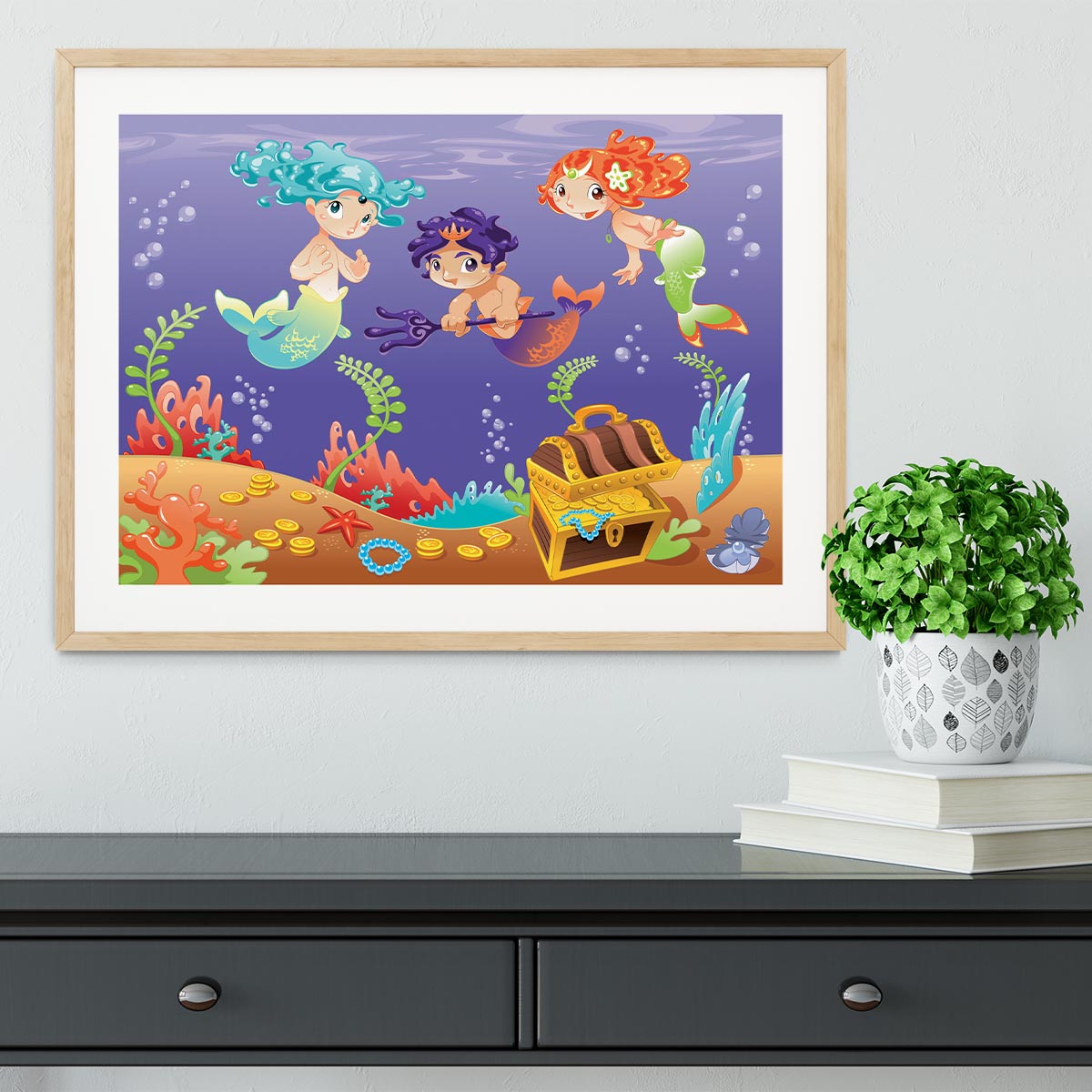 Baby Sirens and Baby Triton Framed Print - Canvas Art Rocks - 3