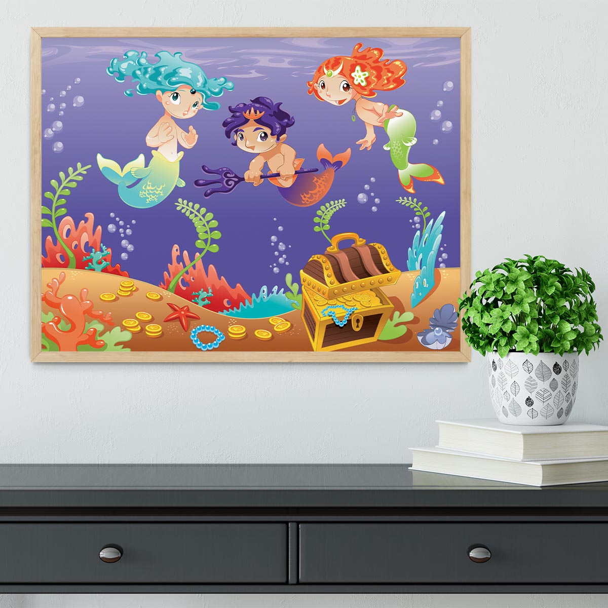 Baby Sirens and Baby Triton Framed Print - Canvas Art Rocks - 4